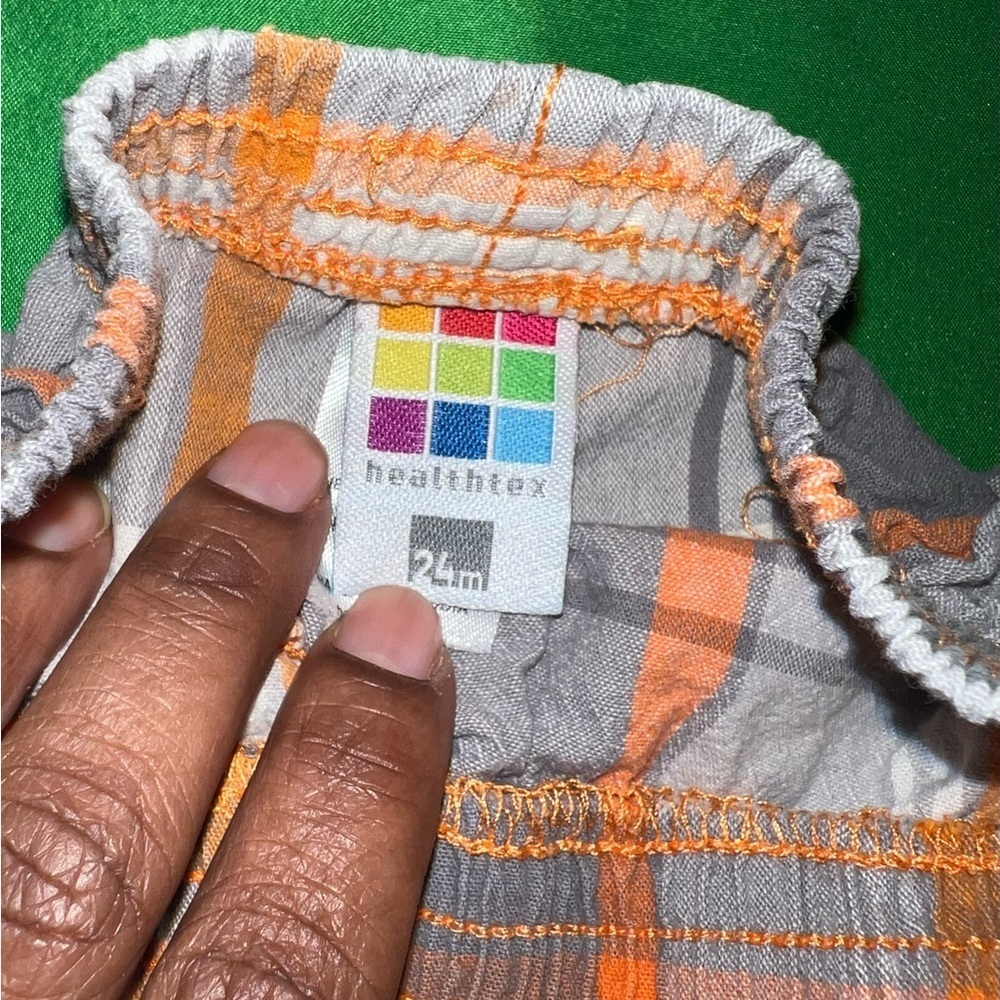 Healthtex Gray and Orange Plaid Shorts 24 Months - Picture 2 of 2